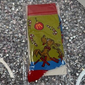 McDonald's the grinch socks Blue Grinch & Red Accent Socks